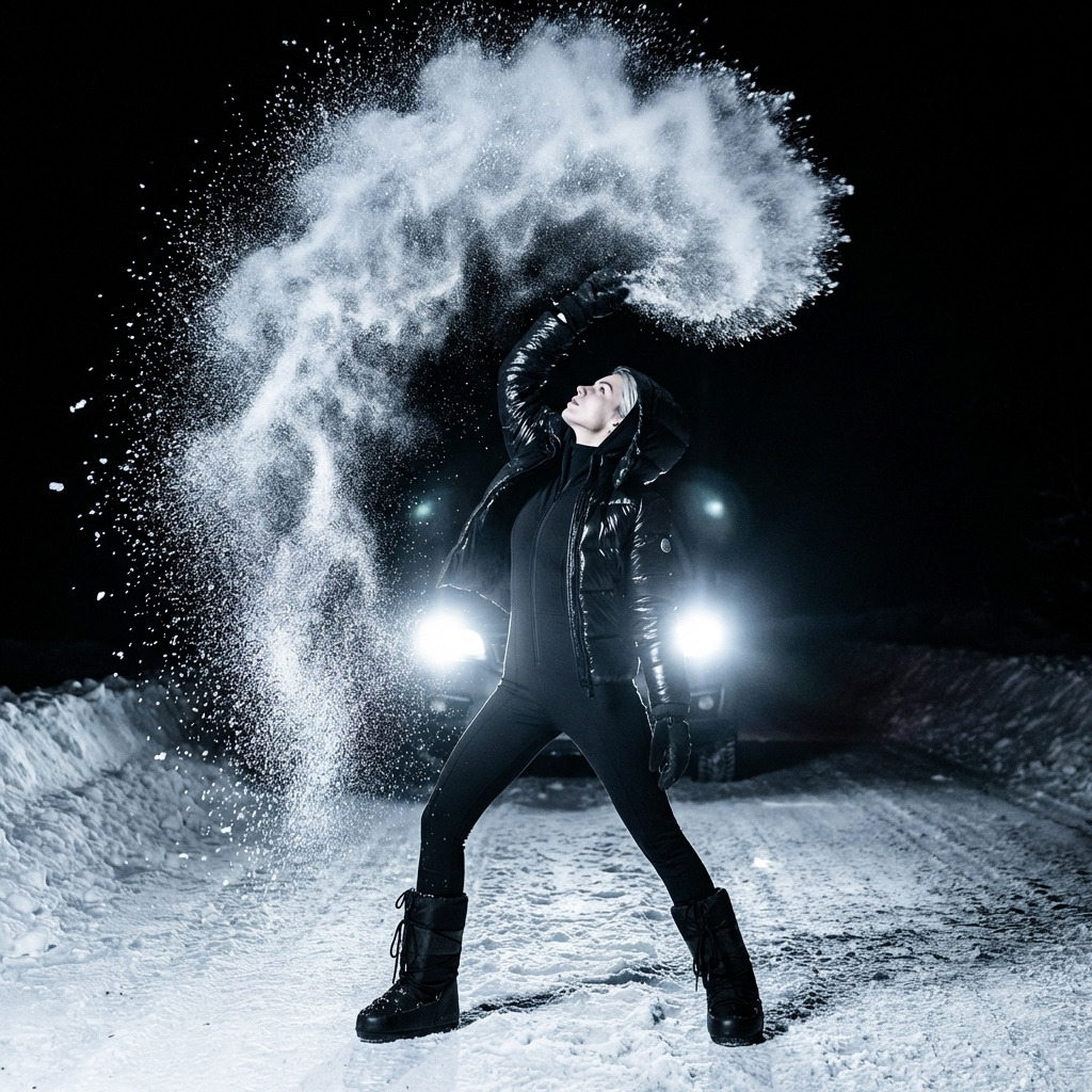 Снежная магия ночной дороги