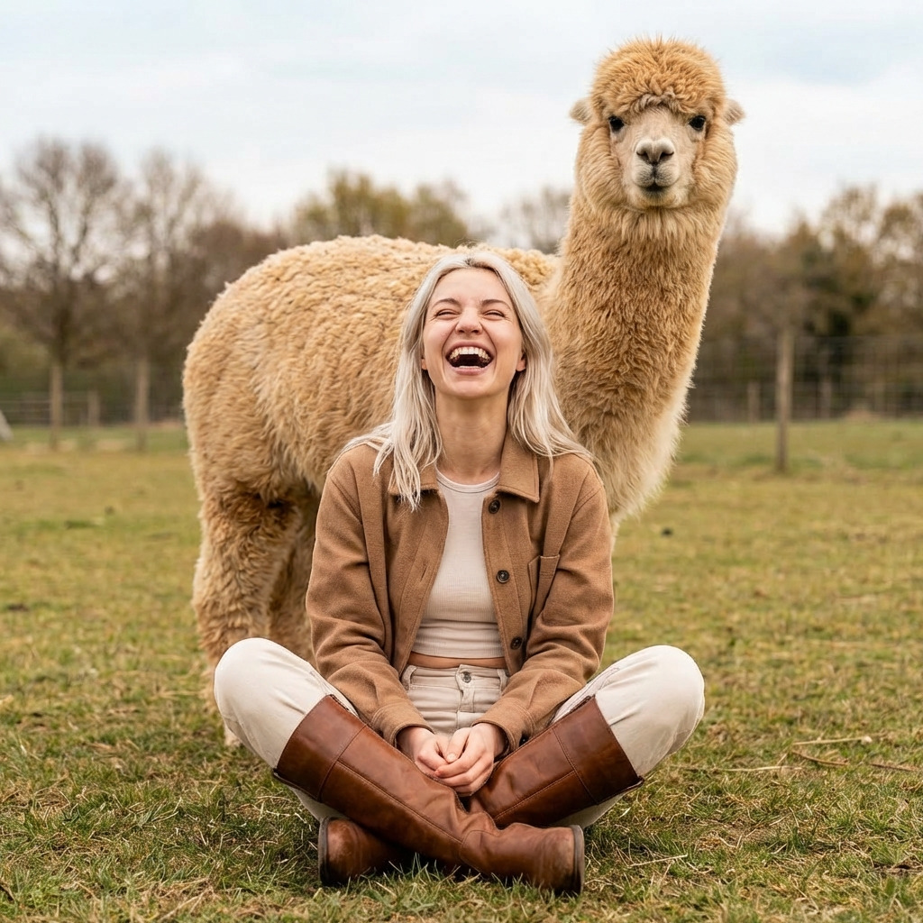 Счастливая прогулка с альпакой