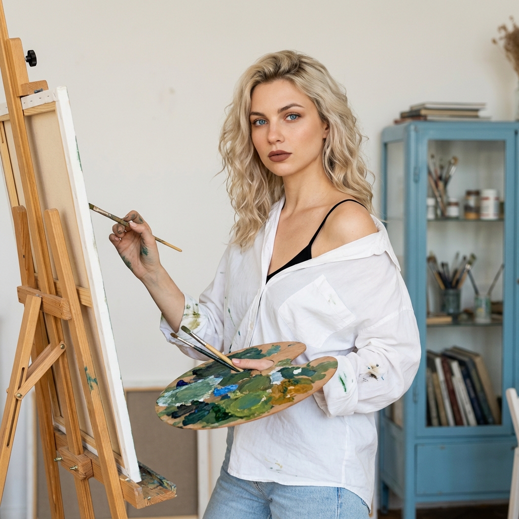 Художница в студии