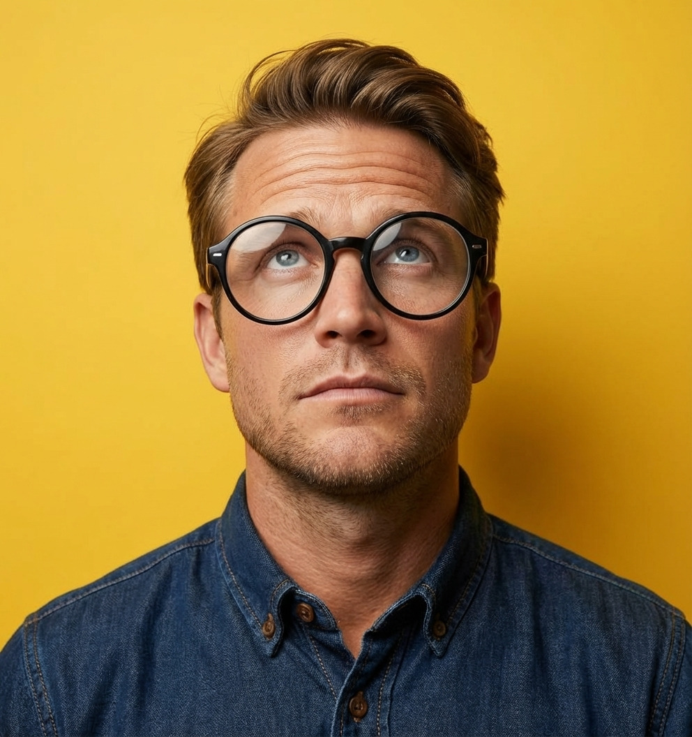 Студийный портрет мужчины в очках