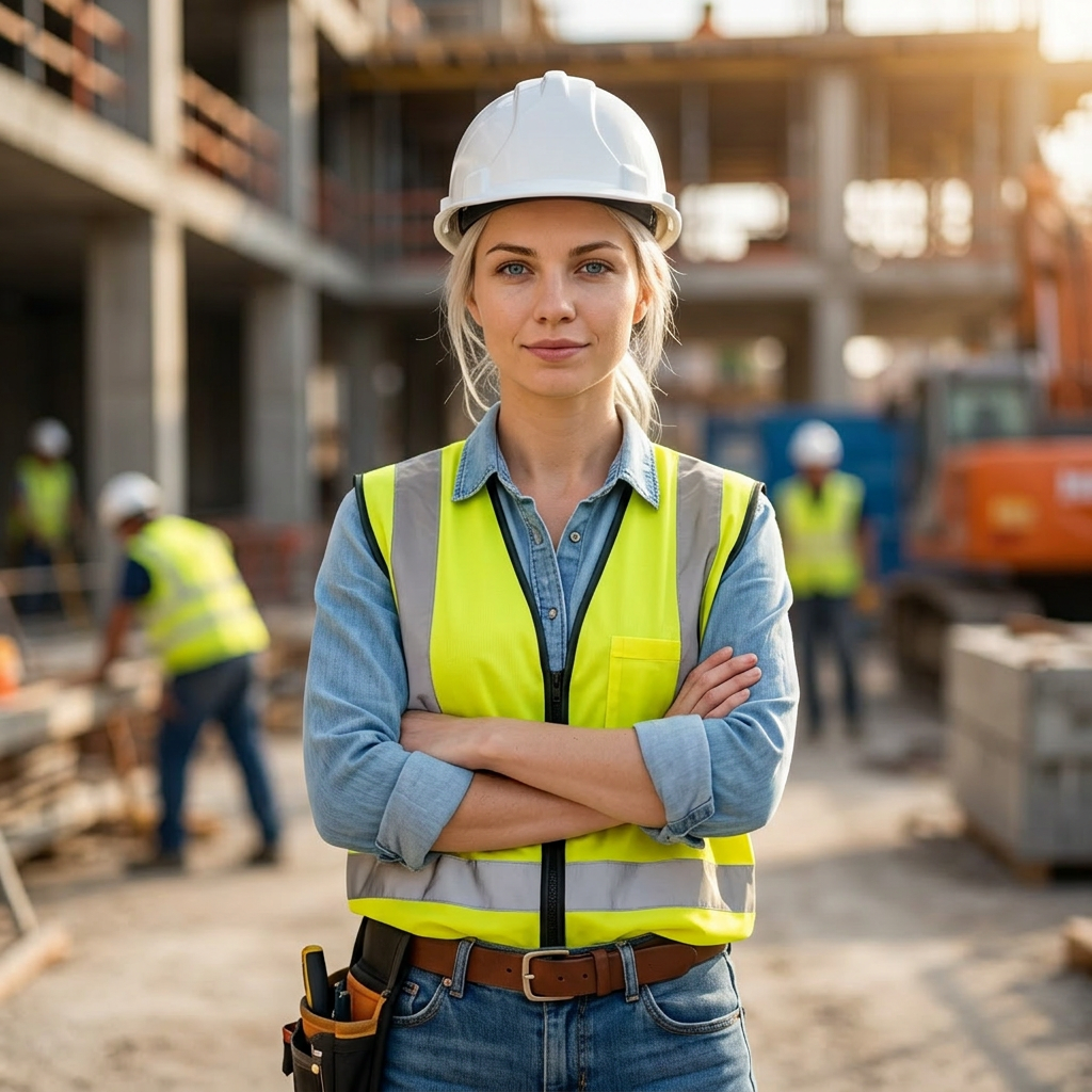 Девушка инженер на стройке