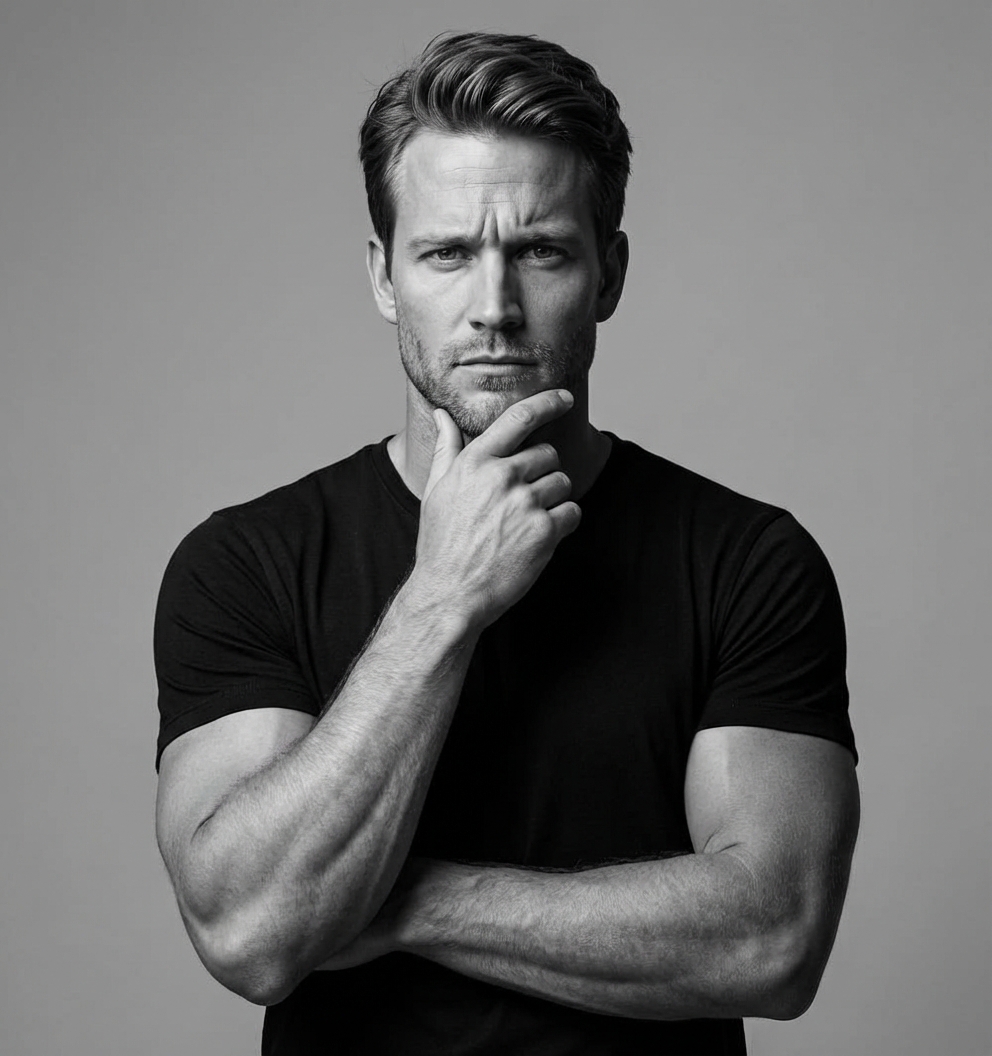 Мужественный студийный монохромный портрет