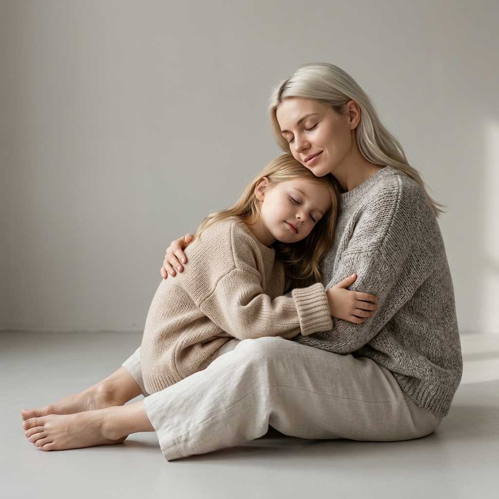 Нежные объятия мамы и ребенка