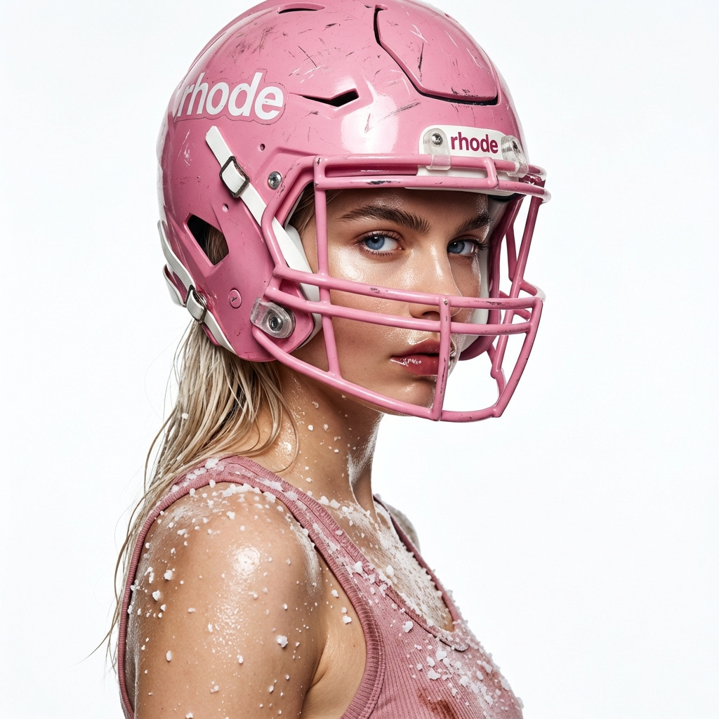 Стильный портрет в розовом шлеме