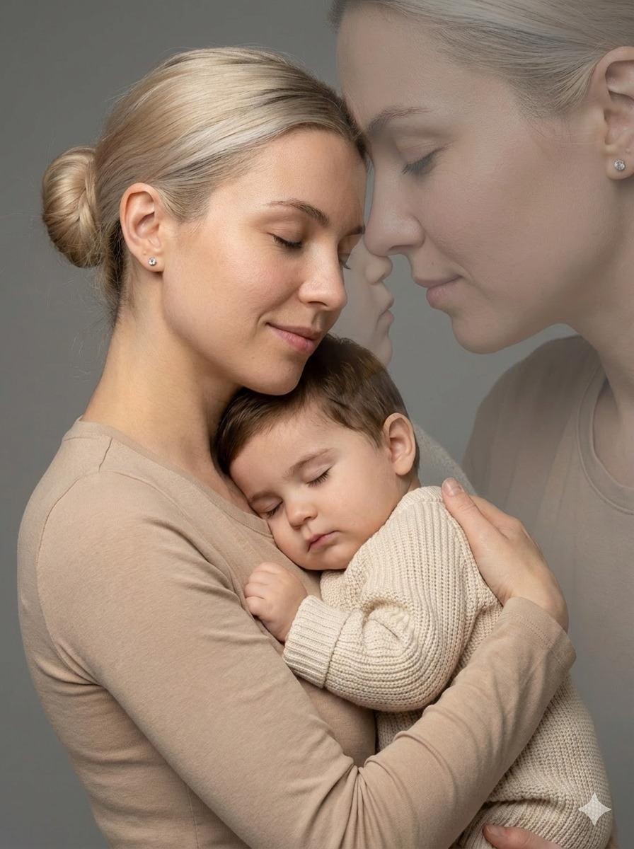 Материнская нежность двойная экспозиция