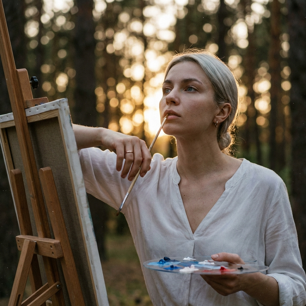 Портрет художницы на пленэре