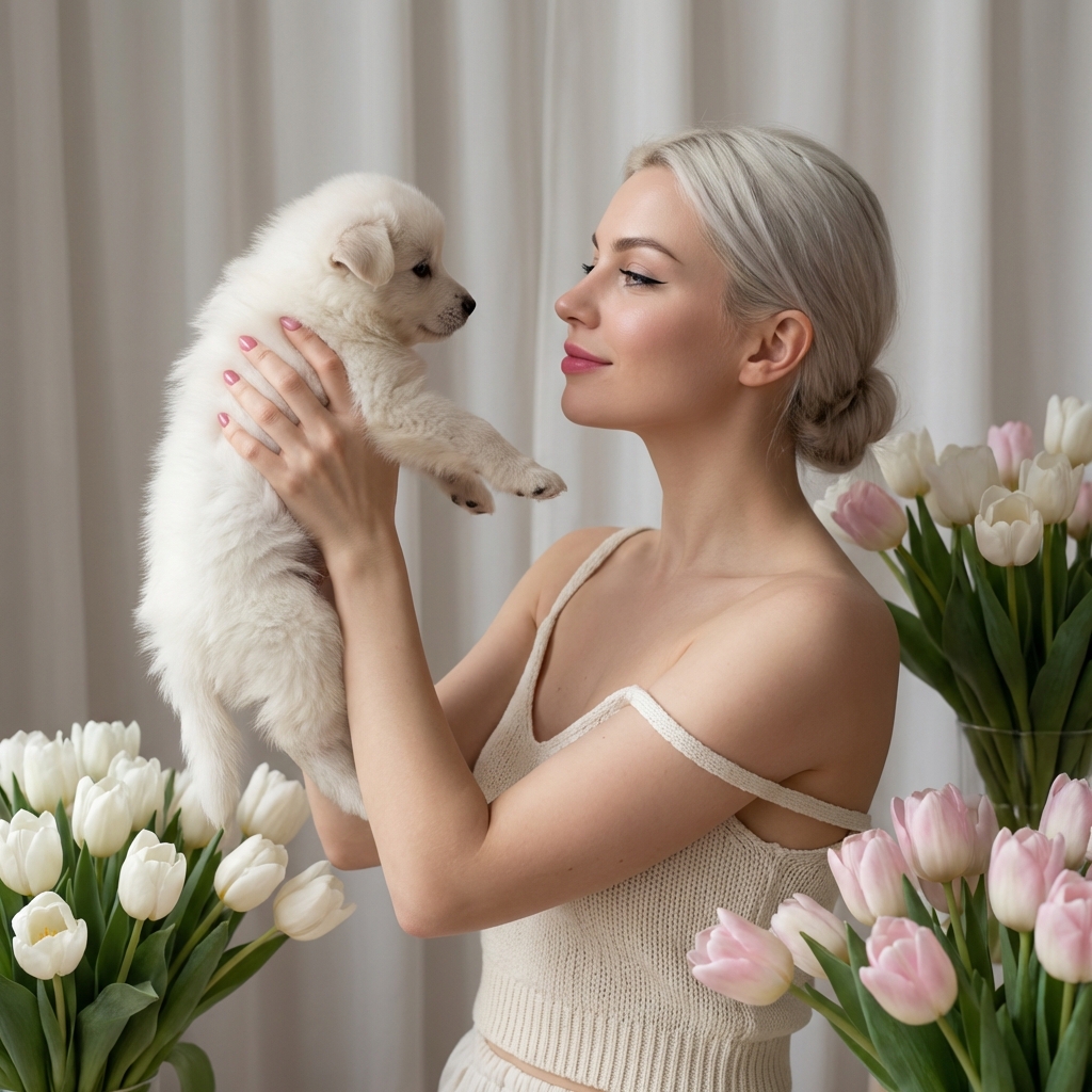 Девушка с щенком