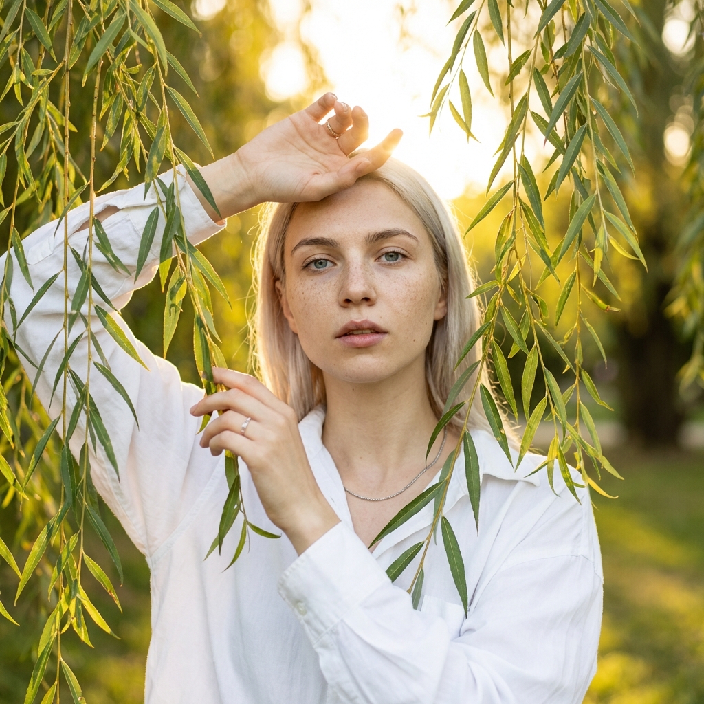 В ветвях плакучей ивы